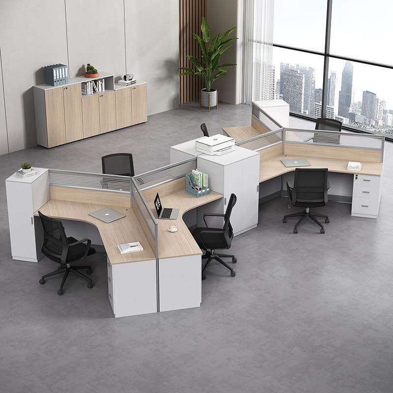 异形屏风工位职员卡座桌椅组合办公家具套装转角型拐角三人位六3