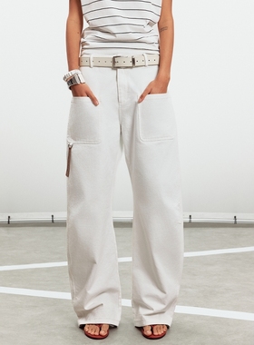 Sound of trio*【宋茜同款】水洗弯刀廓形低腰宽松长裤