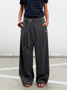 Sound of trio*灰黑双面可束口阔腿西裤