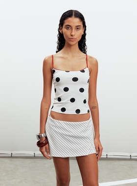 Sound of trio*千禧波点撞色花边吊带背心