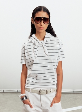 Sound of trio*海军条纹可拆卸三角领巾T恤