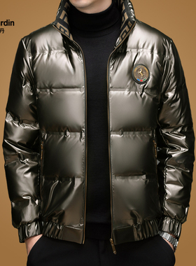 皮尔卡丹羽绒服男冬季新款短款休闲立领亮面加厚鸭绒时尚高端外套