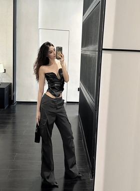 ISGRX 别样剪裁 原创设计抹胸欧美秋冬皮抹胸走秀款