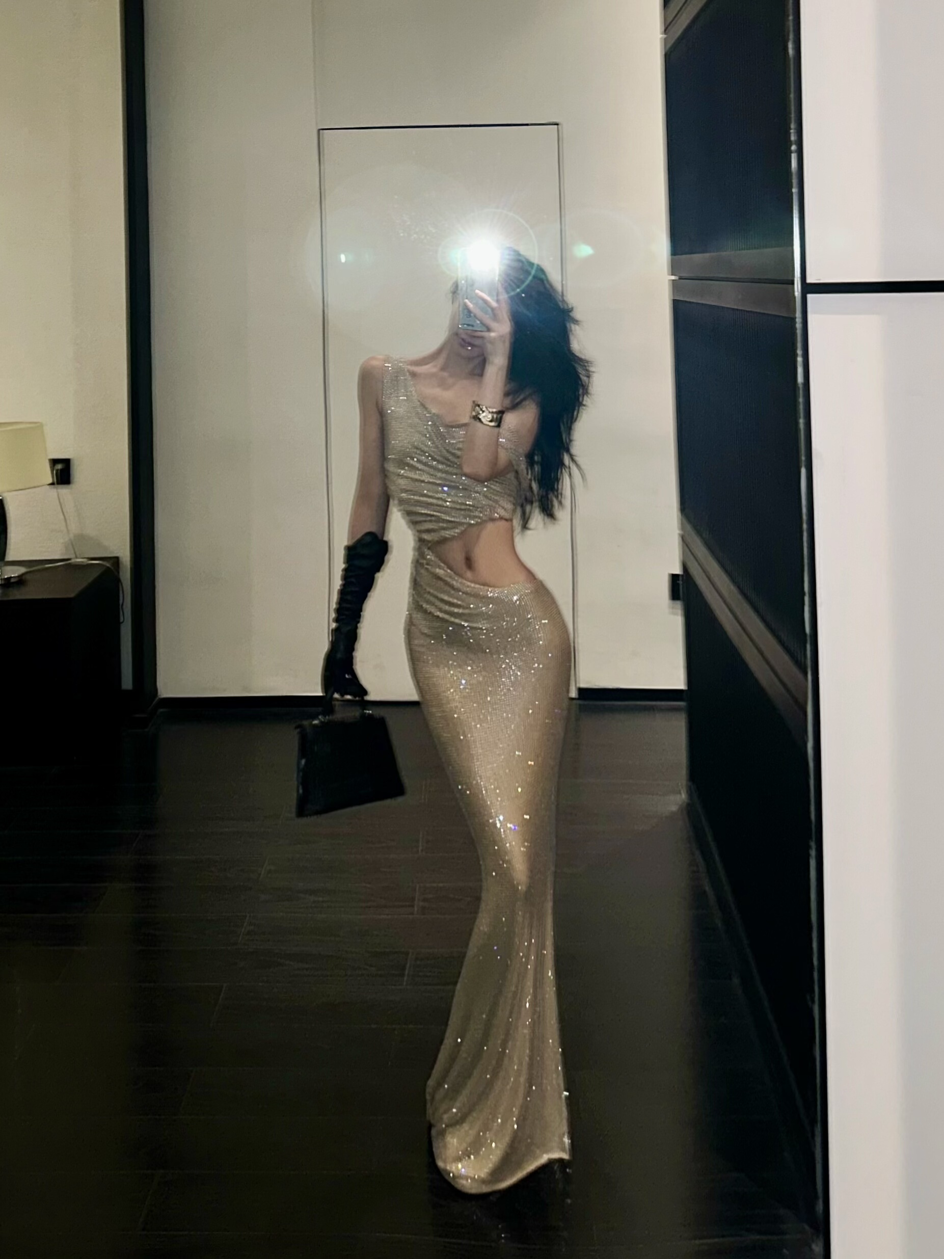 ISGRX 银河 原创设计重工闪钻礼服高个子生日裙圣诞裙年会