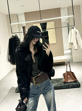 ISGRX 自我驯服 澳洲兔毛 真皮草 欧美气质休闲冬季保暖外套