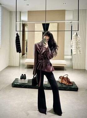 ISGRX 灵魂挺拔原创设计红棕色牛血红皮衣秋冬外套气质大牌保暖