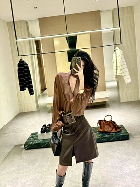 ISGRX 金灿灿原创设计秋冬秀场v领时尚高级感老钱风性感衬衫质感