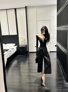 ISGRX 归期 原创设计美式复古老钱风质感皮裤七分裤中裤