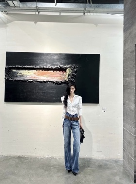 ISGRX 风禾尽起高个子秋冬质感微喇拖地牛仔裤加长休闲日常欧美风