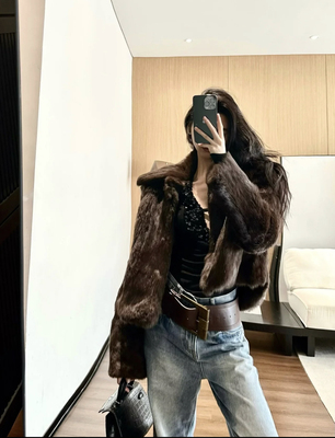 ISGRX 俯首称臣 澳洲兔毛真皮草外套大衣巴恩风气质设计感小众