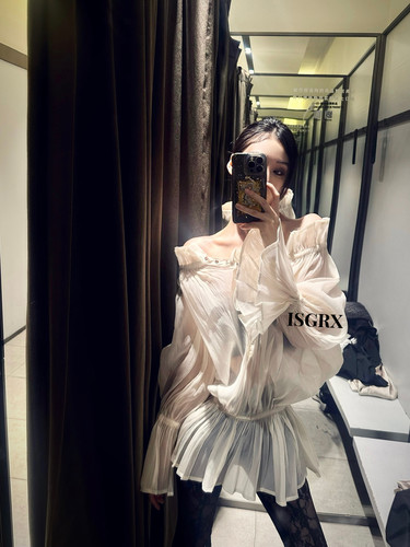 ISGRX 凌霄花法式复古别致漂亮甜美荷叶边衬衫女泰国潮牌