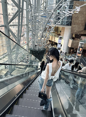 ISGRX 人生不打结后背打结露背背心外穿宽松小吊带纯色无袖上衣