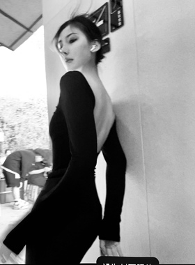 ISGRX 与世无争设计感小众欧美气质舞蹈服漏背性感御姐打底针织