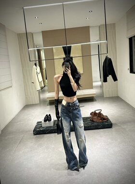 ISGRX 藤蔓 原创设计美式复古破洞牛仔裤高个子休闲春夏气质辣妹