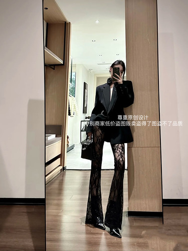 ISGRX 欲望都市 设计师品牌 蕾丝高个子裤子蕾丝拖地欧美氛围感