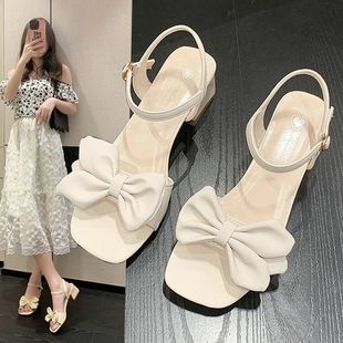 法式 德國(guó)中跟絕美氣質(zhì)時(shí)裝 2025新款 結(jié)涼鞋 女鞋 女夏外穿精致感