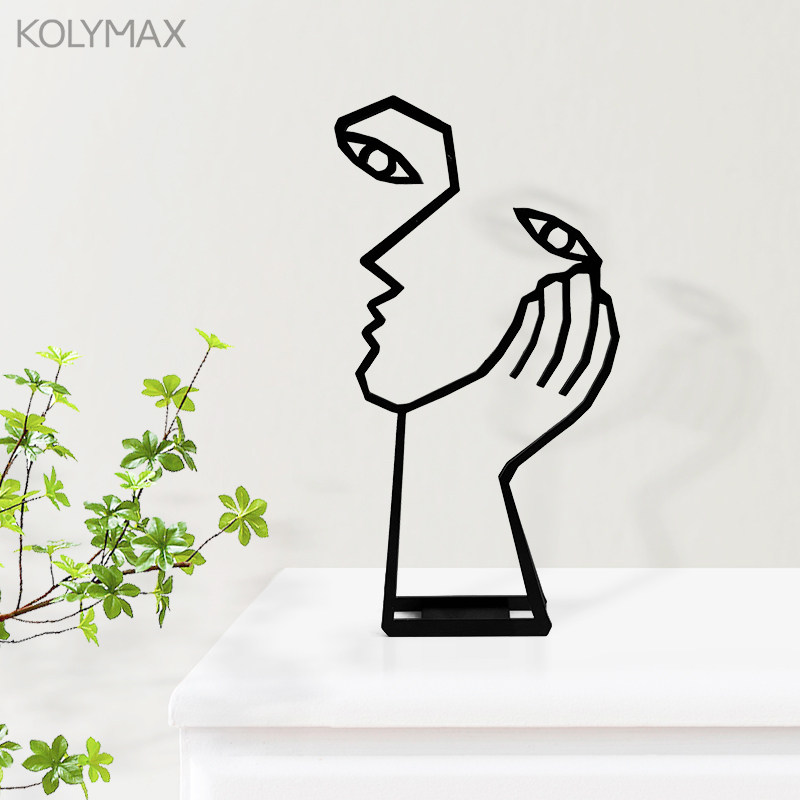 ins侘寂风思考头像摆件个性3d铁艺客厅书房桌面高级感艺术装饰品