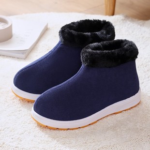 冬季家居棉拖鞋女高包跟室内中老年人棉鞋加厚保暖防滑妈妈鞋fe36