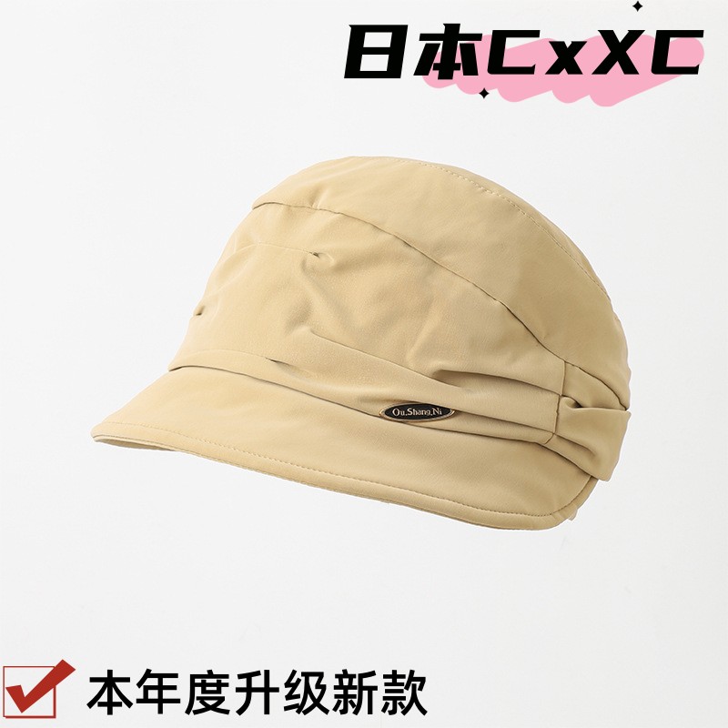 百搭赫本风帽子女休闲户外出行马术帽时尚大头围显脸小简约鸭e108