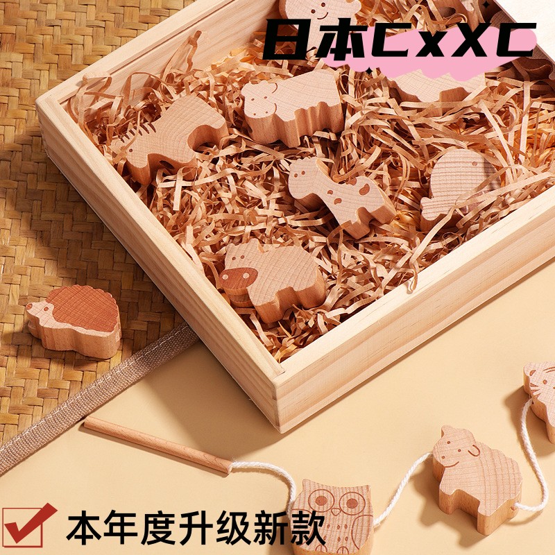 大颗粒实木串珠绕珠婴幼儿宝宝早教益智力穿绳子训练游戏儿童玩具