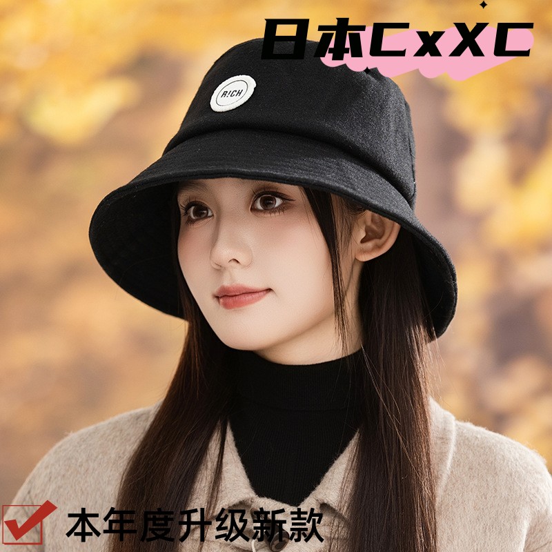 秋冬帽子女款复古渔夫帽户外防风显脸小盆帽时尚百搭英伦风保e324