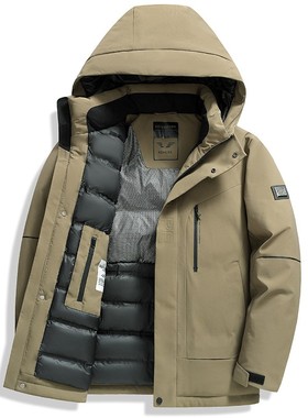 新国标中长90白鸭绒羽绒服男士冬季加厚保暖中青年爸爸装羽绒xl42