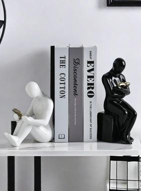 创意人物书挡酒柜摆件家居装饰品客厅玄关书柜桌面书立陶瓷工艺品