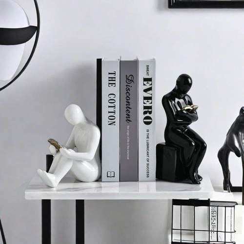 创意人物书挡酒柜摆件家居装饰品客厅玄关书柜桌面书立陶瓷工艺品