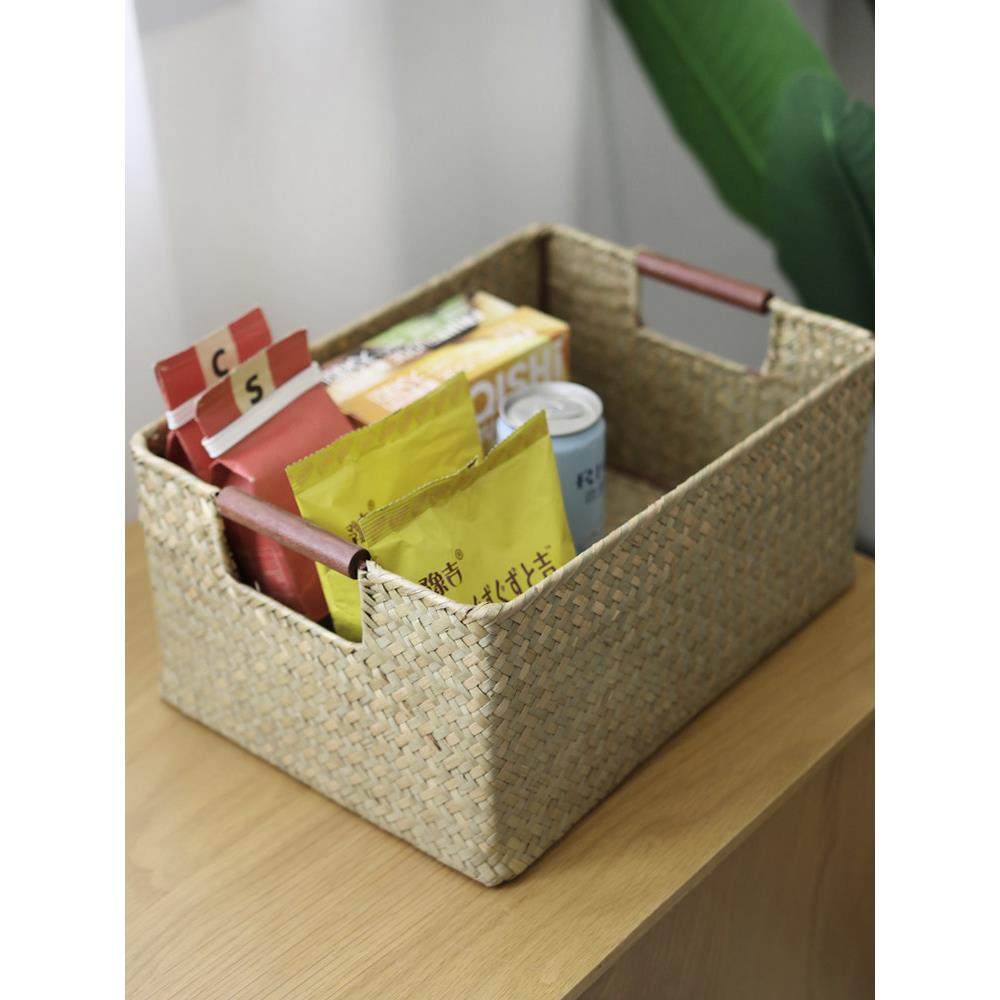 木柄大型藤储篮海草编织储篮竹编储篮台式零食储篮抽屉式,收纳整理,其他收纳篮,淘宝优惠券,粉丝福利购,淘宝优惠卷