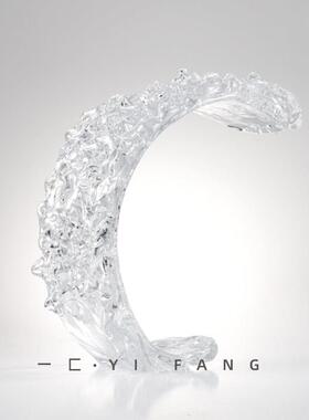 一匚现代样板间轻奢抽象水晶浪花摆件 售楼处客厅书房电视柜装饰