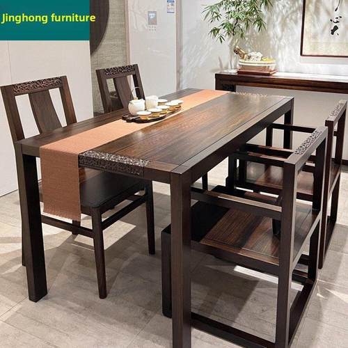 新中式长餐桌黑檀饭桌小户型爱里古夷苏木长餐台君和宋檀风格餐桌