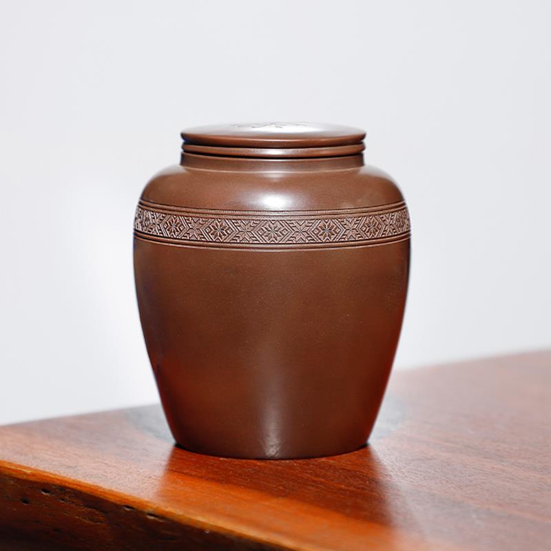 钦州坭兴陶茶叶罐陶瓷半斤建水紫陶醒茶罐精品高档紫砂密封罐二两