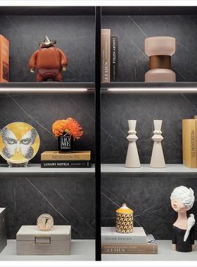 样板房客厅书柜软装饰品摆件创意家居工艺品仿真花浅盘组合ZH2586