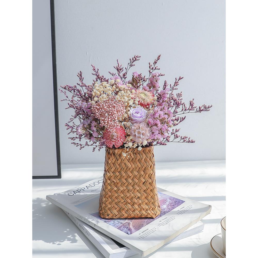 永生花满天星天然真花玫瑰干花束diy材料高级客厅摆设装饰ins摆件