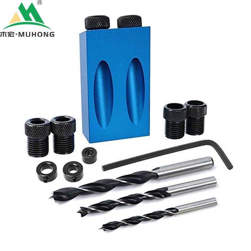 15°蓝色木工斜孔定位器 钻孔定位器 打孔开孔定位器定位钻三尖钻