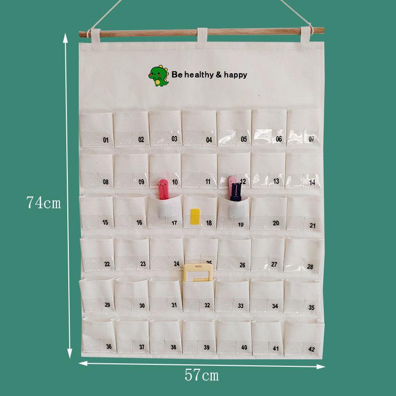 棉麻挂表卡收纳袋双层可插入照片标签收卡袋多层钥匙收纳袋