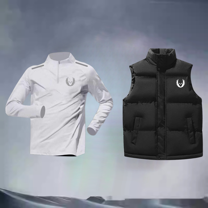 俄勒冈羽绒马甲长袖运动套装速干衣男田径服体育生棉服外套运动服