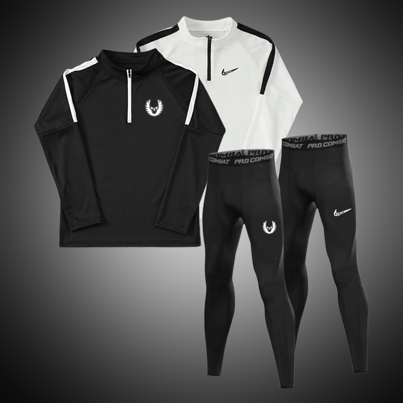 体育生秋冬俄勒冈运动套装男加绒跑步健身服田径训练服速干半拉链