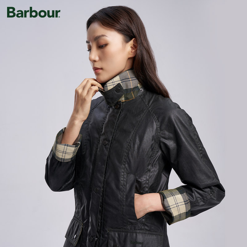 Barbour Beadnell女士四季纯棉经典修身格纹里涂蜡油蜡夹克 女装/女士精品 短外套 原图主图