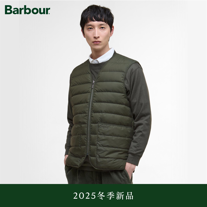 Barbour男士双面穿羽绒马甲背心