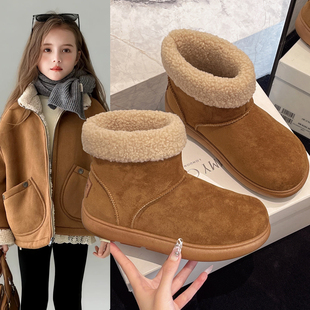 女童鞋子雪地靴加绒2025冬季新款儿童大棉鞋短靴加厚靴子保暖棉靴