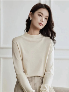 气质显瘦半高领打底衫女秋冬新款纯色休闲百搭毛衣针织衫