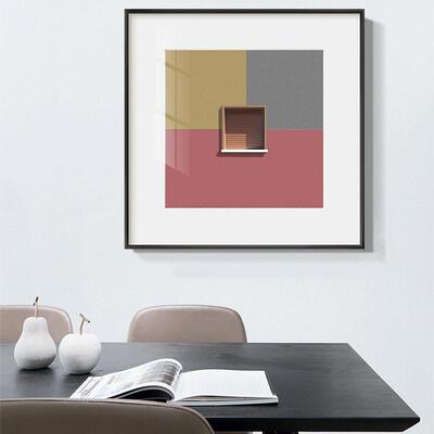 新款现代简约卧室床头挂画彩色建筑几何挂画北欧风格轻奢样板房画