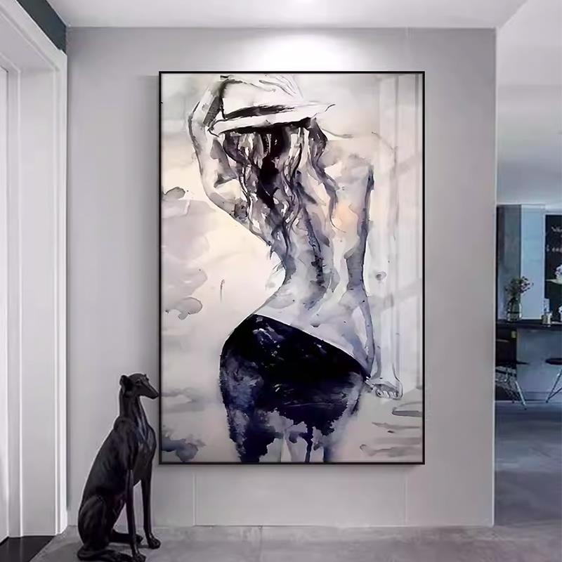 美女人物抽象艺术客厅沙发装饰画轻奢高端时尚大气美容院玄关挂画图片