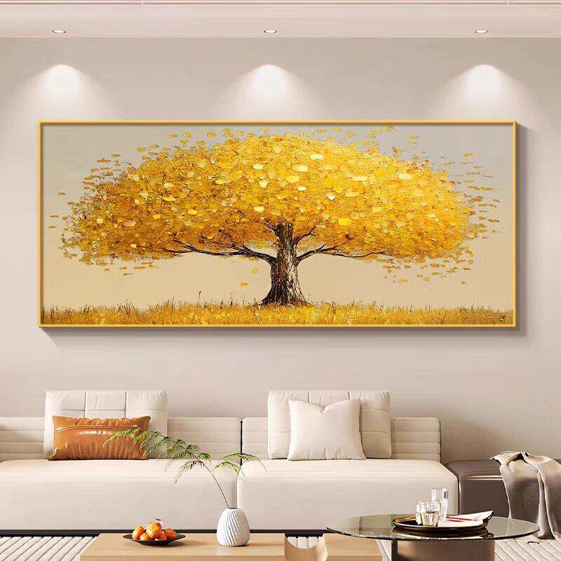 发财树客厅沙发背景墙装饰画招财风景新中式黄金大道摇钱树壁挂画