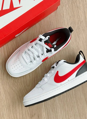 Nike Court Borough防滑减震耐磨 低帮 板鞋 GS 白黑红BQ5448-110