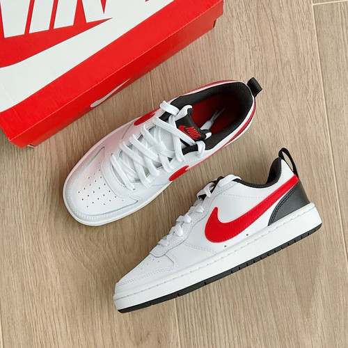Nike Court Borough防滑减震耐磨 低帮 板鞋 GS 白黑红BQ5448-110