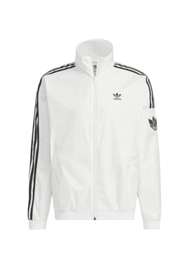 adidas Originals复古风侧边三条纹拉链立领长袖夹克JI7535亮白