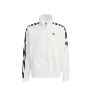 adidas 夹克JI7535亮白 Originals复古风侧边三条纹拉链立领长袖