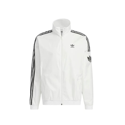 adidas Originals复古风侧边三条纹拉链立领长袖夹克JI7535亮白
